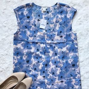 {J. Crew Factory} Cap-Sleeve Shirttail Blouse